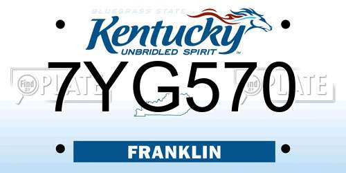 7YG570 Kentucky License Plate