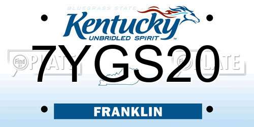 7YGS20 Kentucky License Plate