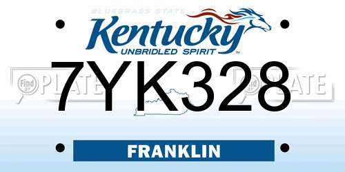 7YK328 Kentucky License Plate