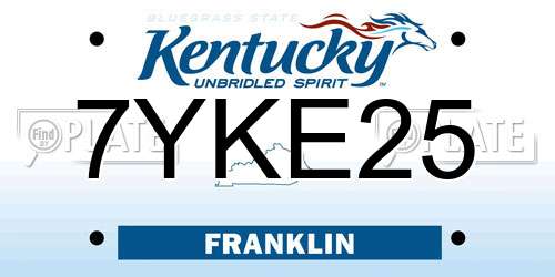 7YKE25 Kentucky License Plate