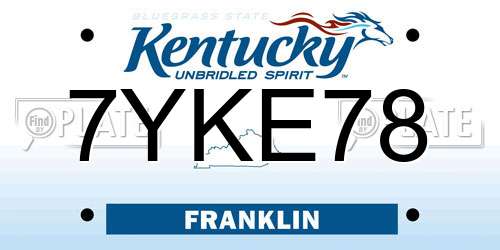 7YKE78 Kentucky License Plate