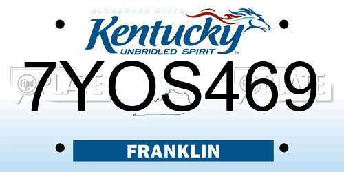 7YOS469 Kentucky License Plate