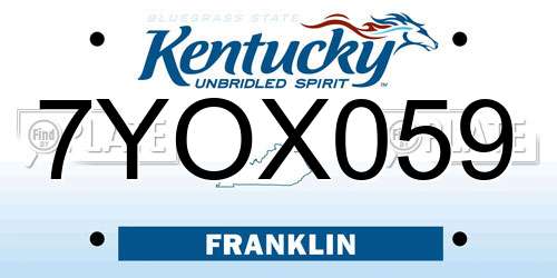 7YOX059 Kentucky License Plate