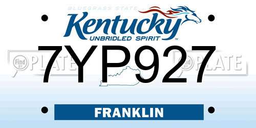 7YP927 Kentucky License Plate