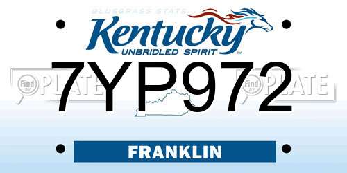 7YP972 Kentucky License Plate