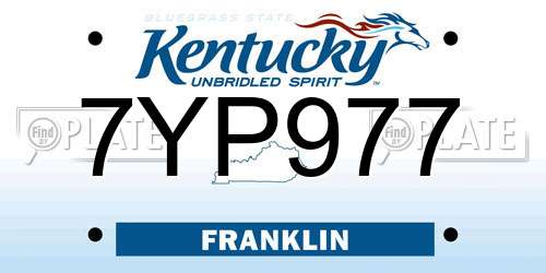 7YP977 Kentucky License Plate