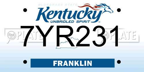 7YR231 Kentucky License Plate