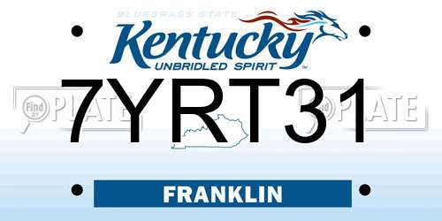 7YRT31 Kentucky License Plate