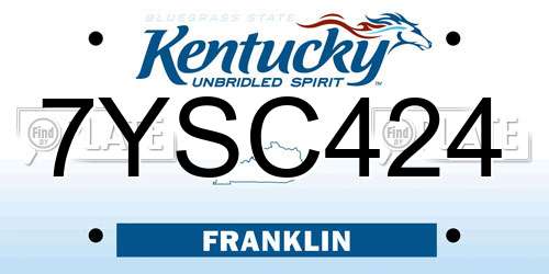 7YSC424 Kentucky License Plate