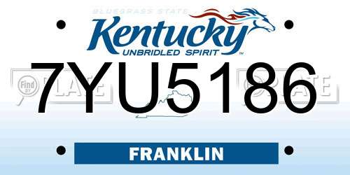 7YU5186 Kentucky License Plate