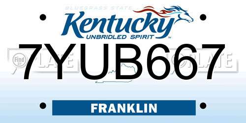 7YUB667 Kentucky License Plate