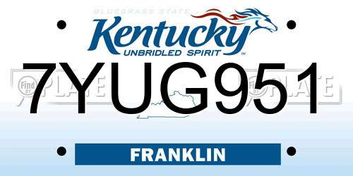 7YUG951 Kentucky License Plate