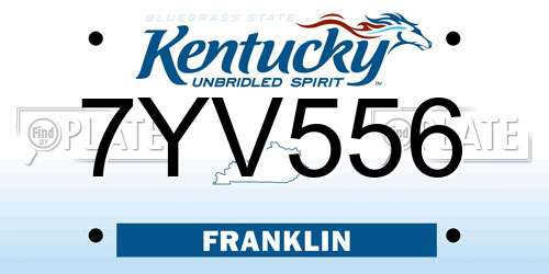 7YV556 Kentucky License Plate
