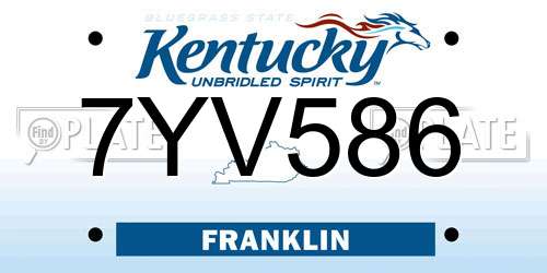 7YV586 Kentucky License Plate