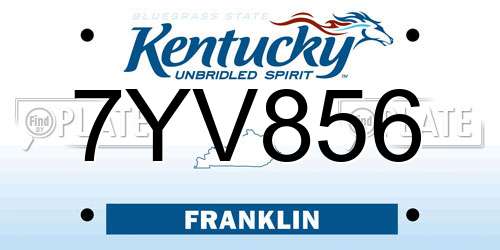 7YV856 Kentucky License Plate
