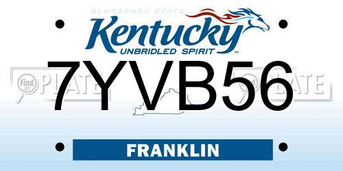 7YVB56 Kentucky License Plate