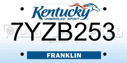 7YZB253 Kentucky License Plate