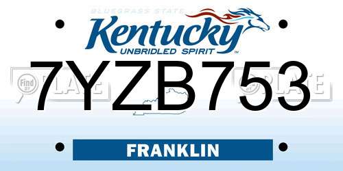 7YZB753 Kentucky License Plate