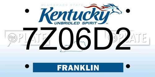 7Z06D2 Kentucky License Plate