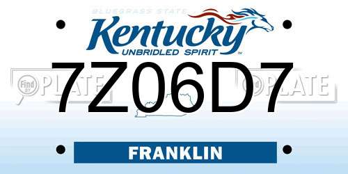 7Z06D7 Kentucky License Plate