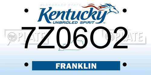 7Z06O2 Kentucky License Plate