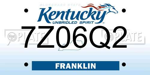 7Z06Q2 Kentucky License Plate