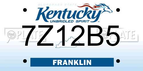 7Z12B5 Kentucky License Plate