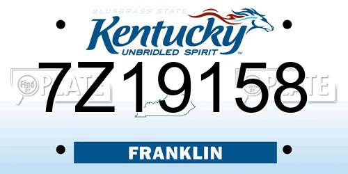 7Z19158 Kentucky License Plate