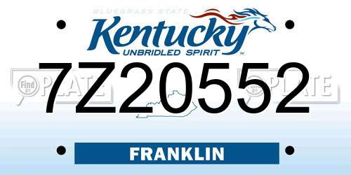 7Z20552 Kentucky License Plate