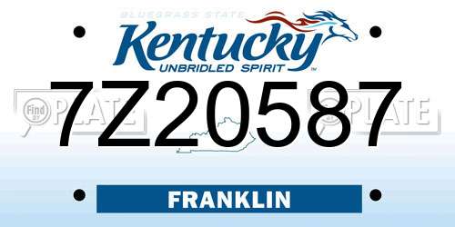 7Z20587 Kentucky License Plate