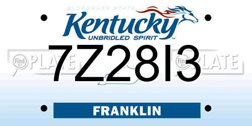 7Z28I3 Kentucky License Plate