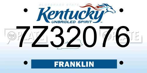 7Z32076 Kentucky License Plate