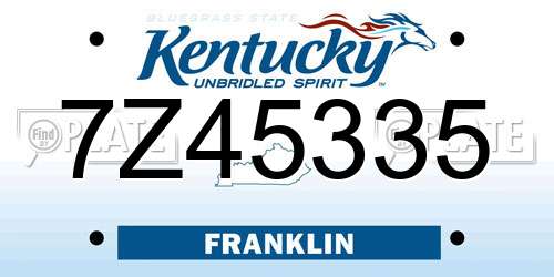 7Z45335 Kentucky License Plate