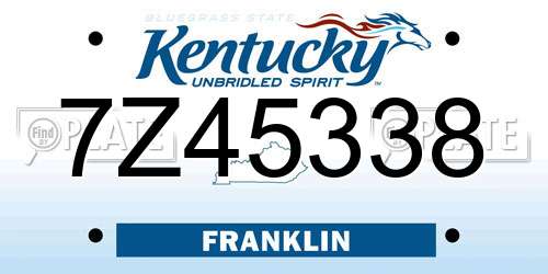 7Z45338 Kentucky License Plate