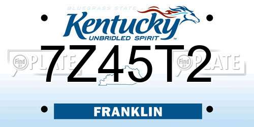 7Z45T2 Kentucky License Plate