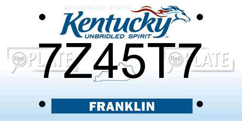 7Z45T7 Kentucky License Plate