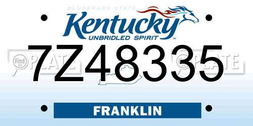 7Z48335 Kentucky License Plate