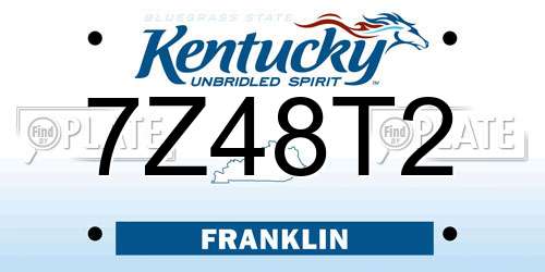 7Z48T2 Kentucky License Plate