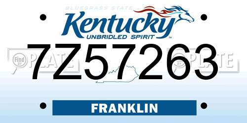 7Z57263 Kentucky License Plate