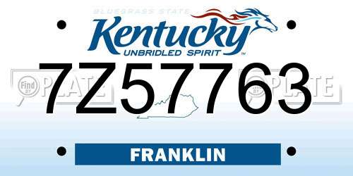 7Z57763 Kentucky License Plate