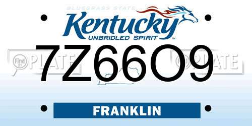 7Z66O9 Kentucky License Plate