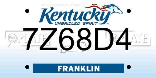 7Z68D4 Kentucky License Plate