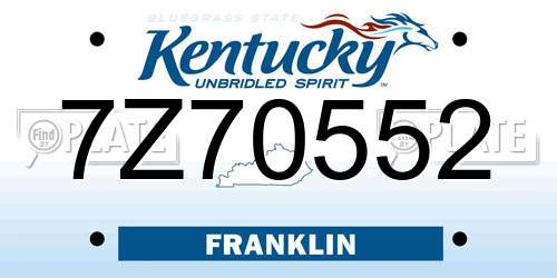 7Z70552 Kentucky License Plate