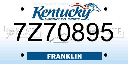 7Z70895 Kentucky License Plate