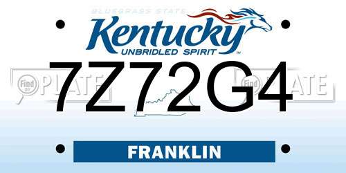 7Z72G4 Kentucky License Plate