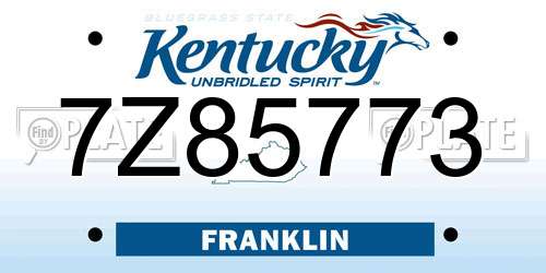 7Z85773 Kentucky License Plate