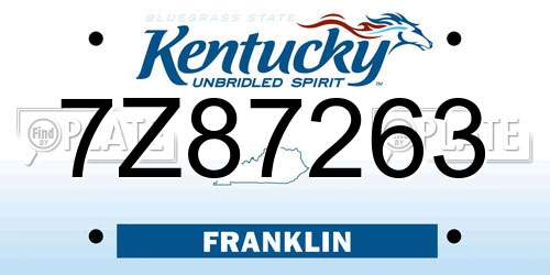 7Z87263 Kentucky License Plate