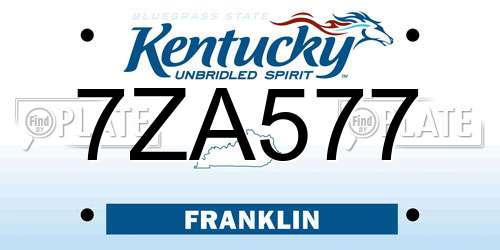 7ZA577 Kentucky License Plate