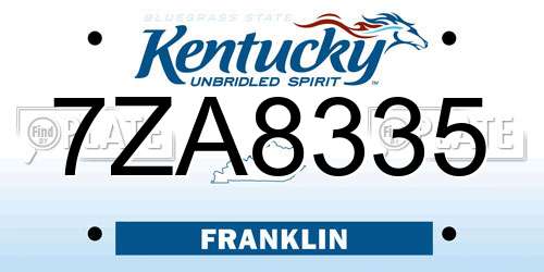 7ZA8335 Kentucky License Plate