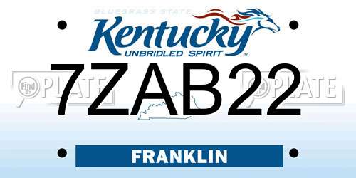 7ZAB22 Kentucky License Plate